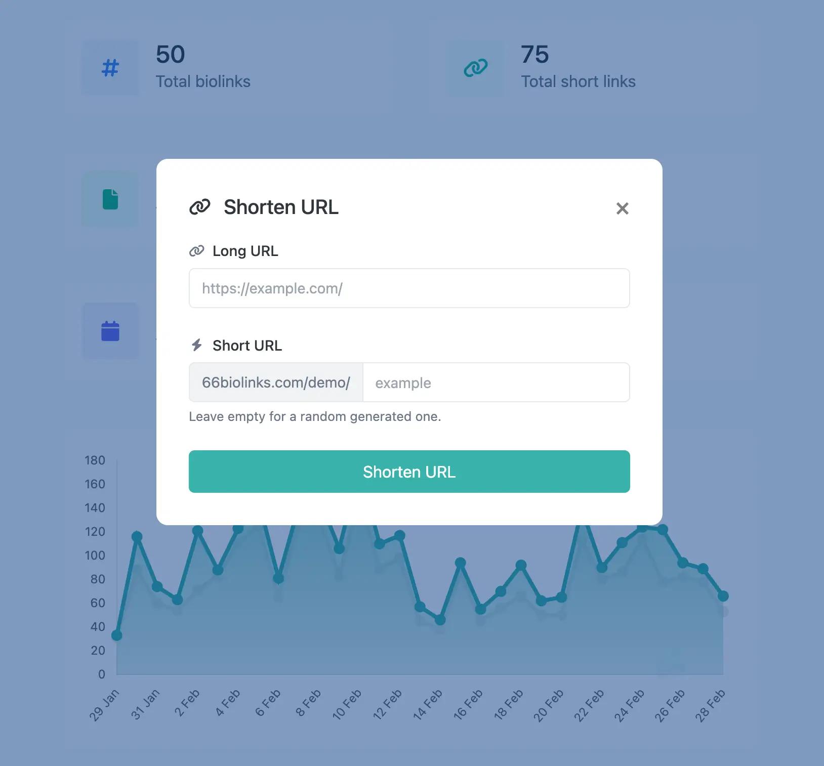 Интерфейс редактирования коротких ссылок