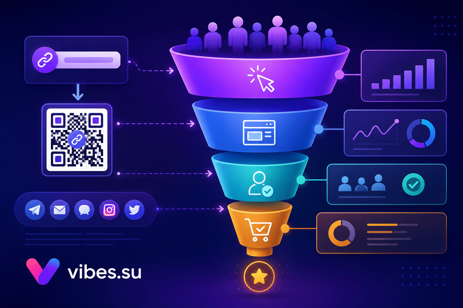 Воронка продаж, построенная на коротких ссылках и QR-кодах