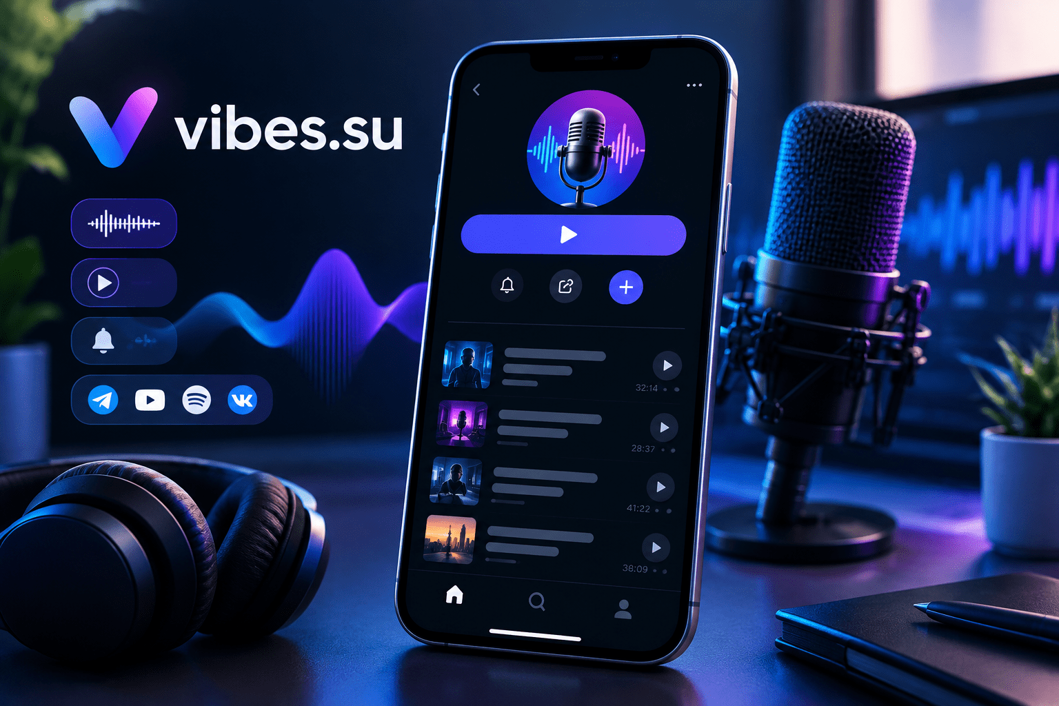 Био-страница подкаста: эпизоды, подписка, соцсети
