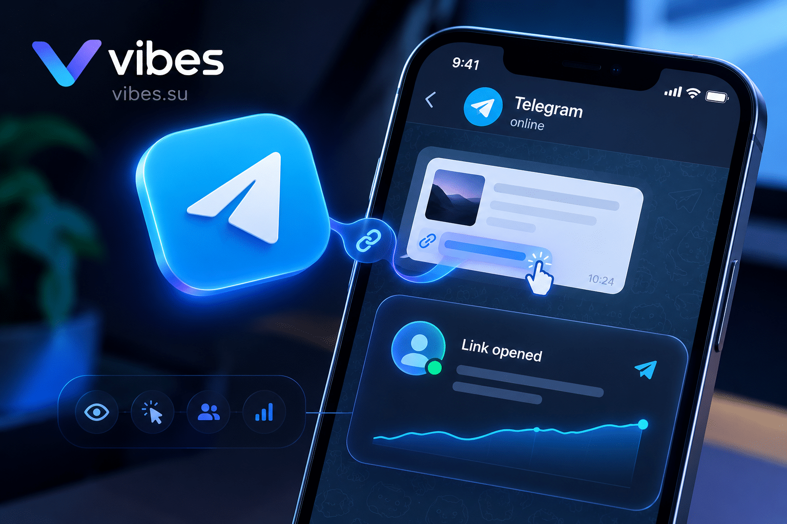 Отслеживание открытия ссылки в Telegram через Vibes