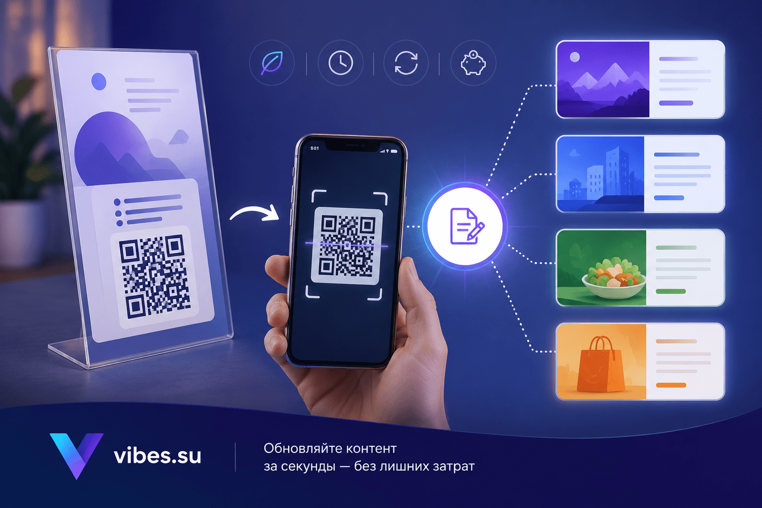 Смена контента по QR-коду без перепечатки носителей