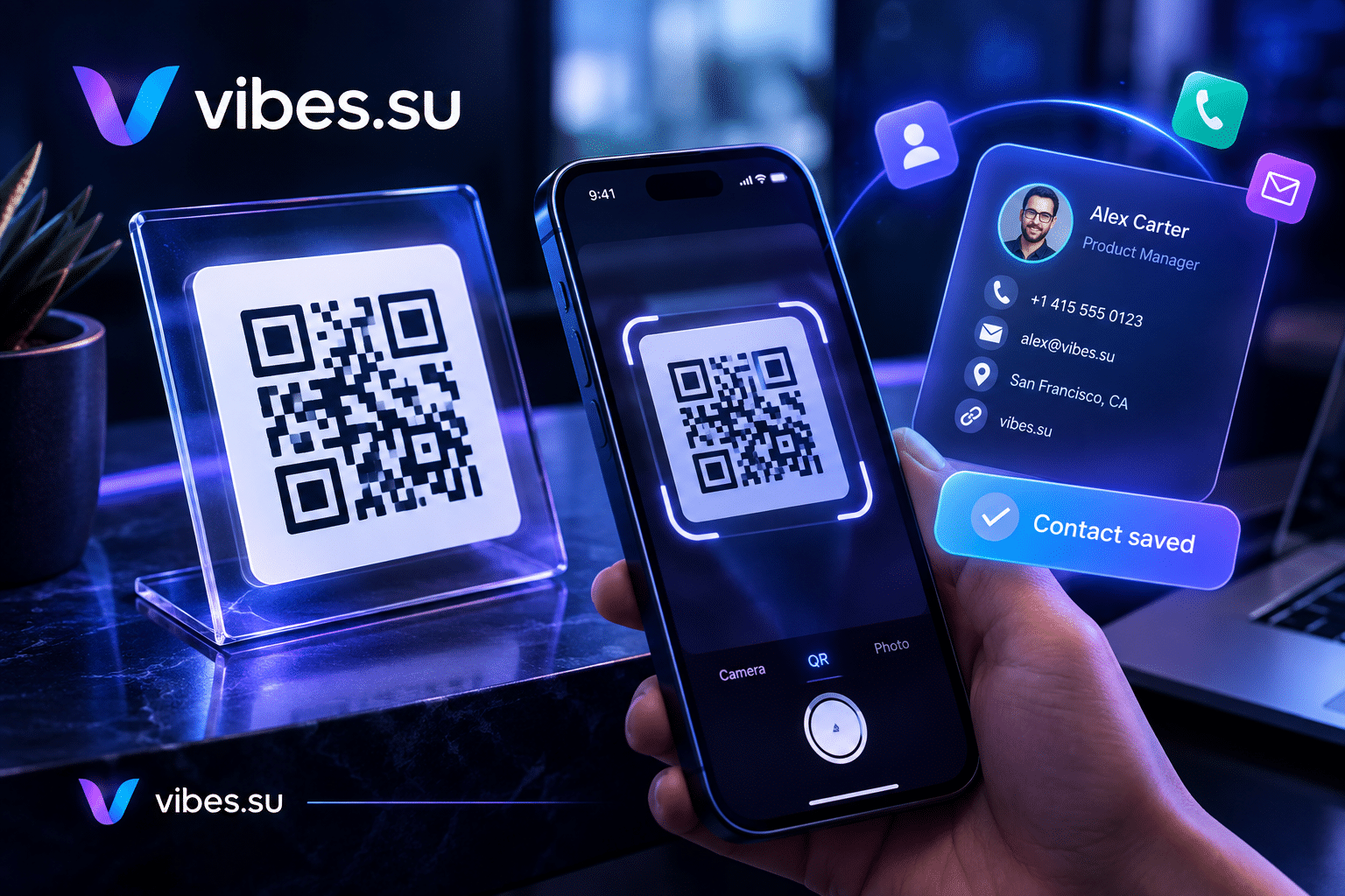 QR-код для vCard с сохранением контакта в один клик