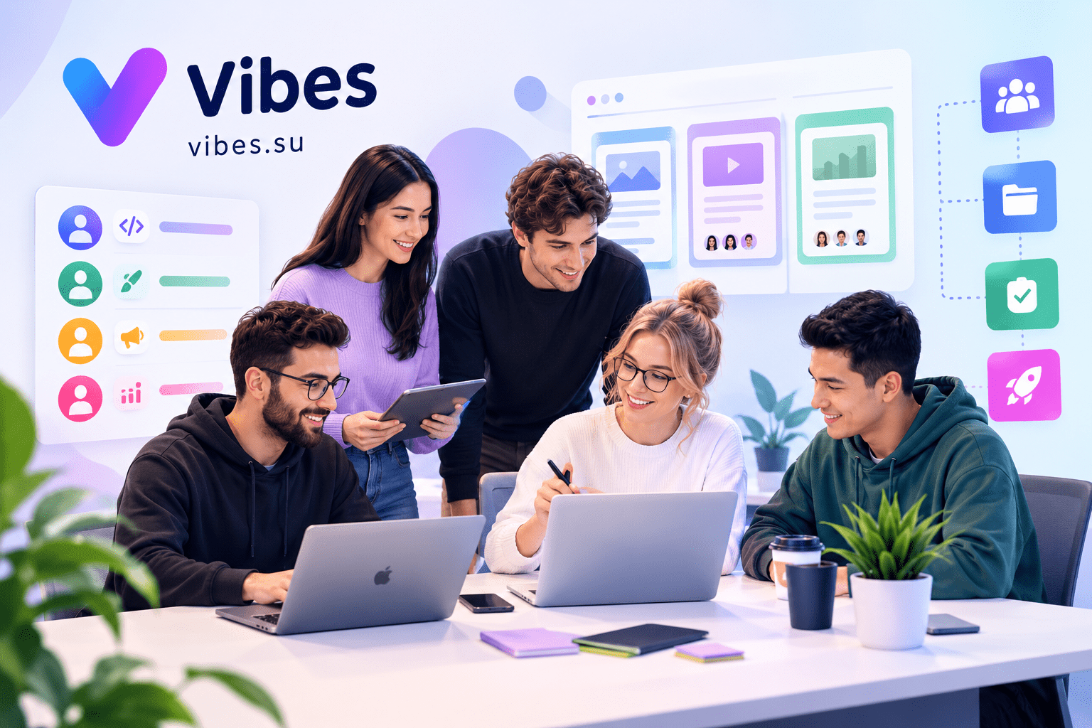 Командная работа в Vibes: сотрудники, роли, проекты